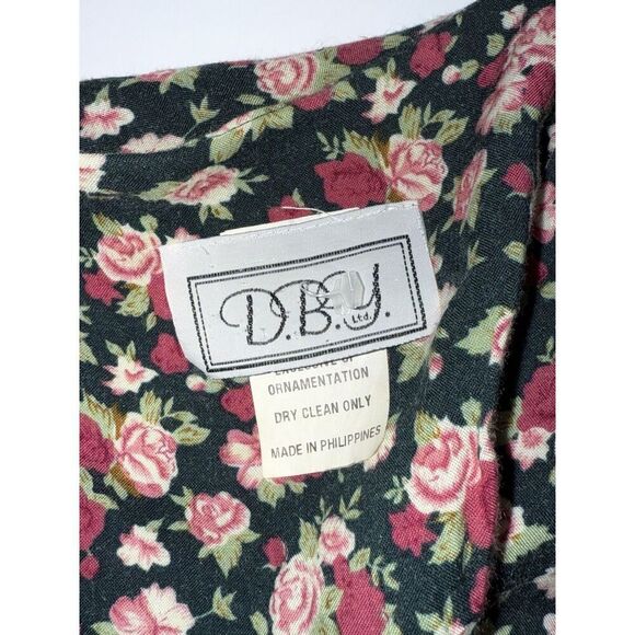 Vtg 90s Floral Romper Wide Leg Pants Jumpsuit Palazzo Crop V Neck Button Y2K 3/4 - Picture 13 of 15